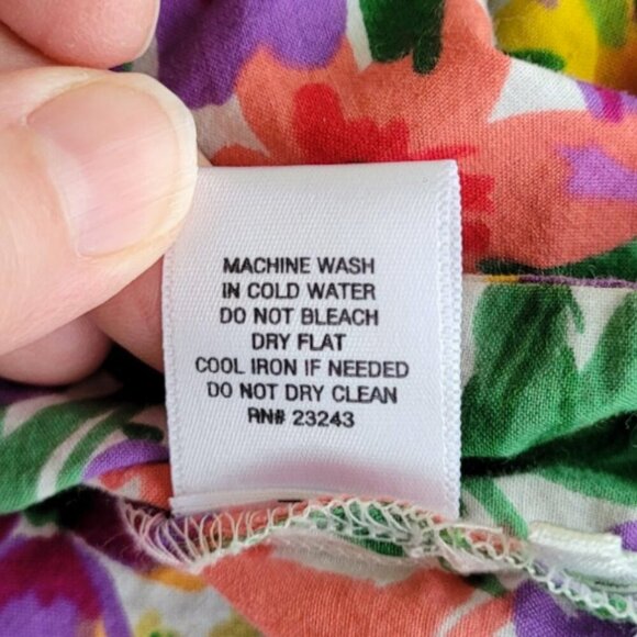 Lilac Floral Puff-Sleeve 100% Cotton Midi Dress - New York & Co M - Picture 11 of 12